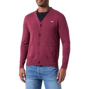 GANT Klassieke katoenen V-cardigan, bordeauxrood (wine red), M