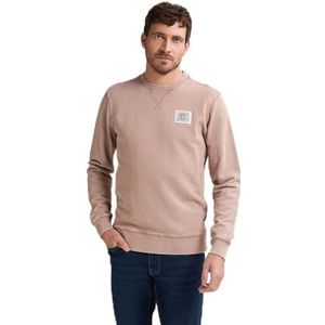 PETROL INDUSTRIES, Heren Sweater Ronde Hals Print, M-1050-SWR311, Sandaal Wood, M, sandaal hout, M