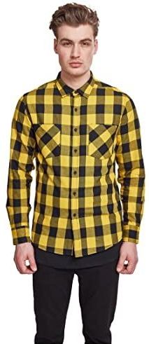 URBAN CLASSICS Heren flanellen overhemd met lange mouwen casual lang overhemd met knopen voor heren, normale pasvorm, flanel katoen, verkrijgbaar in verschillende kleuren, maten: XS - 5XL,