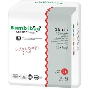 Bambiboo Babyluierbroekjes maat 5 (vanaf 12 kg) COTTONWEAR Broekjes van biologisch katoen en plantaardige materialen met vochtindicator ademend - 20 stuks.