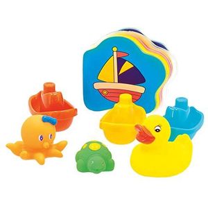 Bieco Badspeelgoed 7-delig badplezier voor kinderbadkuip | babywaterspeelgoed boot & badeend | waterspeelgoed kinderen | boot bad | baddieren badkuip kinderen | babybadspeelgoed