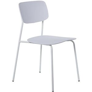 DRW Set van 4 stoelen van polypropyleen en metaal in wit, 43 x 48 x 78 cm, zithoogte 44 cm