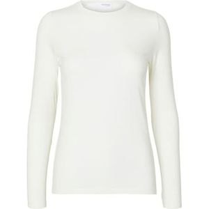 SELECTED - SLFMANJA - Shirt - Wit - TENCEL™ Lyocell, Lange Mouw, Slanke Pasvorm