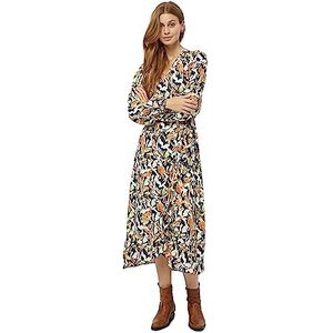 Peppercorn Odette midi-wikkeljurk met lange mouwen voor dames, 2958p Jet Zwart Print, 44