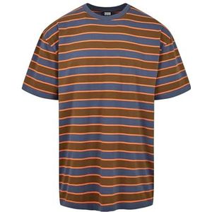 Urban Classics Yarn Dyed Oversized Board Stripe Tee T-shirt voor heren, Summerolive/vintage blauw, L grote maten extra tall