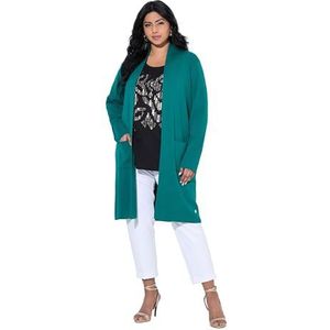 Ulla Popken - Gebreide Jas - Groenblauw - Dames - Grote Maten - Plussize