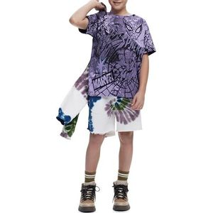 T-shirt - Spinnenwebprint - Spiderman - Korte Mouwen - Regular Fit