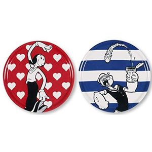 Excelsa Popeye & Olivia Set van 2 Pizzaplaten, Porselein, Blauw