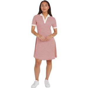 Tommy Hilfiger Dames Polo Jurk Gestreept, Bretons Fierce Rood/Ecru, XS