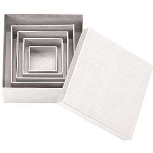 GLOREX kartonnen vierkante boxen set 5-delig, natuur, 14 x 14 x 5,3 cm