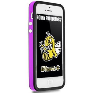 Horny Protectors Bumper voor Apple iPhone 4 paars/zwart met metalen knop