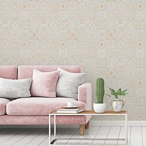 A.S. Création Tegelbehang goud grijs wit Terra Aktion 389211 - vliesbehang vintage tegels - 10,05 m x 0,53 m Made in Germany