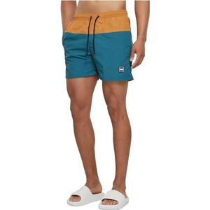 Urban Classics Zwembroek voor heren, blokshorts, sneldrogend, verkrijgbaar in vele kleurvarianten, maten XS-5XL, Teal/Toffee, 4XL