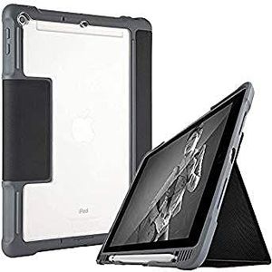 STM Dux Plus Duo Folio Case voor Apple iPad 9,7"" (2017 & 2018) - zwart/transparant (militaire standaard, vak voor Apple Pencil of Logitech Crayon, waterafstotend, Wake/Sleep)