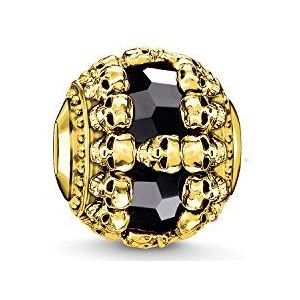 Thomas Sabo Dames heren Bead doodskop Karma Beads 925 sterling zilver 750 geelgoud verguld zwart K0240-177-11