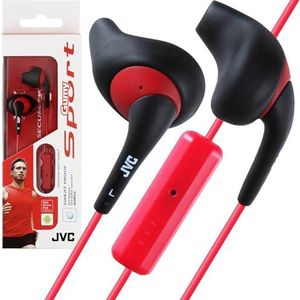 JVC Gumy Binaural Sportheadset met draadloos, zwart, rode hoofdtelefoon en micro – headsets en pick-up (binauraal, hoofdtelefoon, zwart, rood, 200 mW, bekabeld, 1 m)