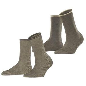 ESPRIT Dames Sokken Allover Stripe Multipack W So katoen gedessineerd 2 paar, Bruin Kahkekar 0320, 35-38
