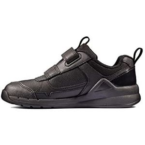 Clarks Boy's Orbit Sprint Y Sneakers, zwart leder, 25.5 EU