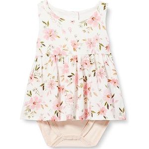 Pinokio Dress bodysuit mouwloos zomer tuin, 100% katoen, ecru bloemen, meisjes 56-86 (80), Écru Pink Summer Mood, 80 cm