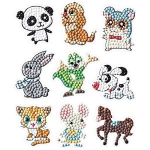 Diamond Painting stickerset, motief schattige diertjes, stickers ontwerpen met glittersteentjes, voor kinderen vanaf 5 jaar