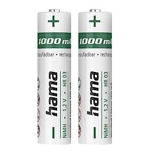 Hama | Oplaadbare batterijen (2 AAA-batterijen, oplaadbaar, 1000 mAh, snel opladen) wit