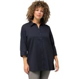 Ulla Popken - Blouse - Zwart - Klassieke Blouse - Wijde Pasvorm - Driekwart Mouw