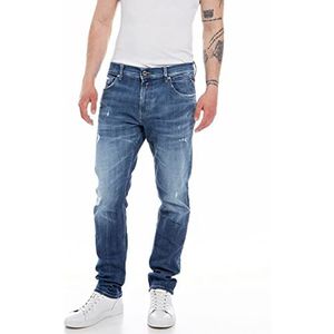 Replay Heren Jeans Mickym Slim-Fit Aged met Power Stretch, Blauw (Medium Blue 009), W34 x L32, blauw, 34W x 32L