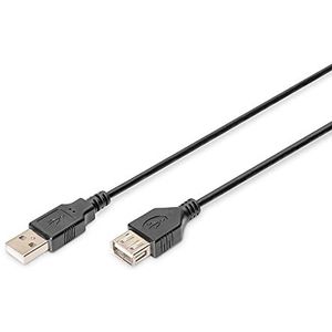 DIGITUS USB 2.0 verlengkabel - 1,8 m - USB A (St) naar USB A (bu) - 480 Mbit/s - USB-compatibel - zwart