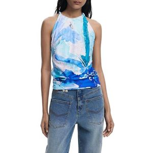 Haltertop - All-over Patroon - Ronde Hals - Mouwloos - Slanke Pasvorm