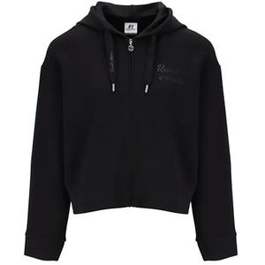 Russell Athletic A31182-IO-099 Brenda-Box Line - Ritssluiting Through Hoody Dames Lange Mouw Zwart Maat XS