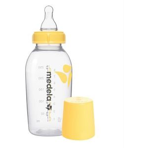 Medela Medium Flow BPA-vrije speen met fles van 250 ml – ondersteunt het natuurlijke voedingsgedrag van de baby – met een vries- en koelkastbestendige fles