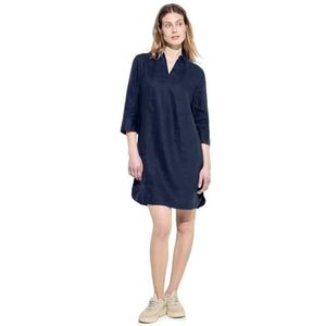 Cecil Dames linnen effen jurk, blauw (mid blue), XS