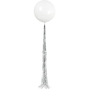 Unique Party 54860-24"" Grote Latex Witte Ballon met Zilveren Kwastje