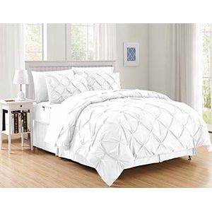 Elegant Comfort Luxe beste, zachtste, gezelligste 8-delige bed-in-a-tas dekbedset op Amazon zijdezacht, wit, vol/koningin