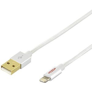 Ednet 31061 USB-oplaadkabel/gegevensoverdracht voor iPhone 1 m, zilverkleurig