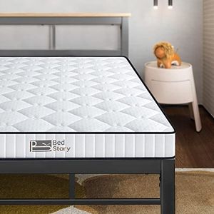 BedStory 16 cm enkele matras, lente hybride matras medium stevig, spoelen en comfort schuim matras voor duurzame ondersteuning matras-in-a-box 90 × 190