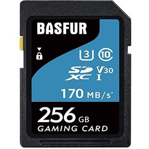 Basfur SD-geheugenkaart 256 GB, geschikt voor mobiele telefoons, computers, drones en andere Android-apparaten, snelle overdracht 170 MB/s, A2 U3 V30