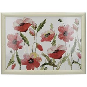 CreativeTops "Watercolour Poppy" gevoerd knietplateau met kussen, beanbag schootdienblad, serveerplaat/dienblad voor bed of bank, beddienblad met klaprozen, 43,5 x 34 cm – meerkleurig