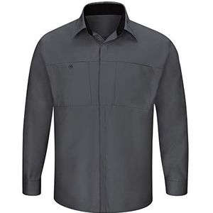 Red Kap Men's Long Sleeve Performance Plus Shop Shirt with OilBlok Technology, Charcoal with Black Mesh, 3X-Large/Tall