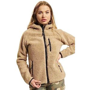 Brandit Teddy fleece jas met capuchon voor dames, winterjas, jacht, outdoor, fleece jas, coyote, 4XL