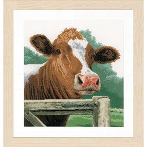 Lanarte Kruissteekset koe, Aida, kruissteekverpakking met tellerpatroon, katoen, meerkleurig, 35 x 35 x 0,3 cm