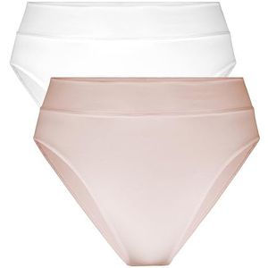 CALIDA Elastische duopack slip voor dames, dubbele verpakking, hoge taille, Creool Roze, 40-42