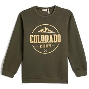 Koton Boys's Long Sleeve Crew Neck Unicorn Printed Brushed Interieur Sweatshirt, kaki (854), 4-5 jaar