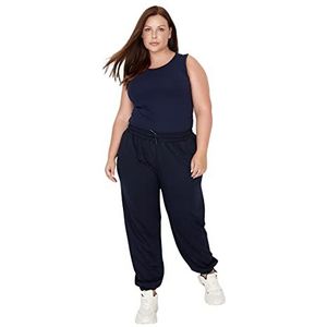Trendyol Vrouwen normale taille Jogger Plus Size joggingbroek, Navy Blauw, XL, marineblauw, XL Grote maren