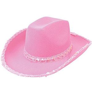 Bristol Novelty BH205 Cowboy roze vilten hoed met pailletten, dames, one size