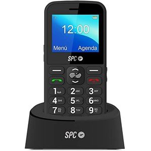 SPC Fortune 2 mobiele telefoon voor senioren, met grote knoppen, SOS-knop, intelligente beltoon en meldingen, extra hoog volume, externe configuratie, laadstation, USB-C, zwart