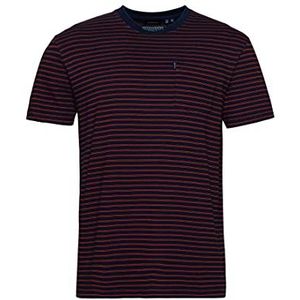 Superdry Vintage gestreept T-shirt voor heren, Donker indigoblauw/Amerikaans rood, XS