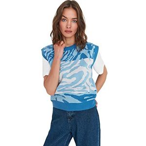 TRENDYOL Dames Jacquard Knitwear Sweater, blauw, S, blauw, S