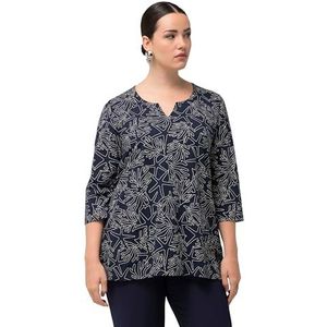 Ulla Popken, Dames grote maten, Keyhole Shirt Zeester, blauw, 46/48 NL