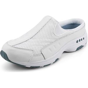 Easy Spirit Women's Traveltime Mule, White/Light Blue Leather, 6 M US